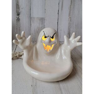 Vintage ghost dish ceramic light up ghost candy dish Halloween